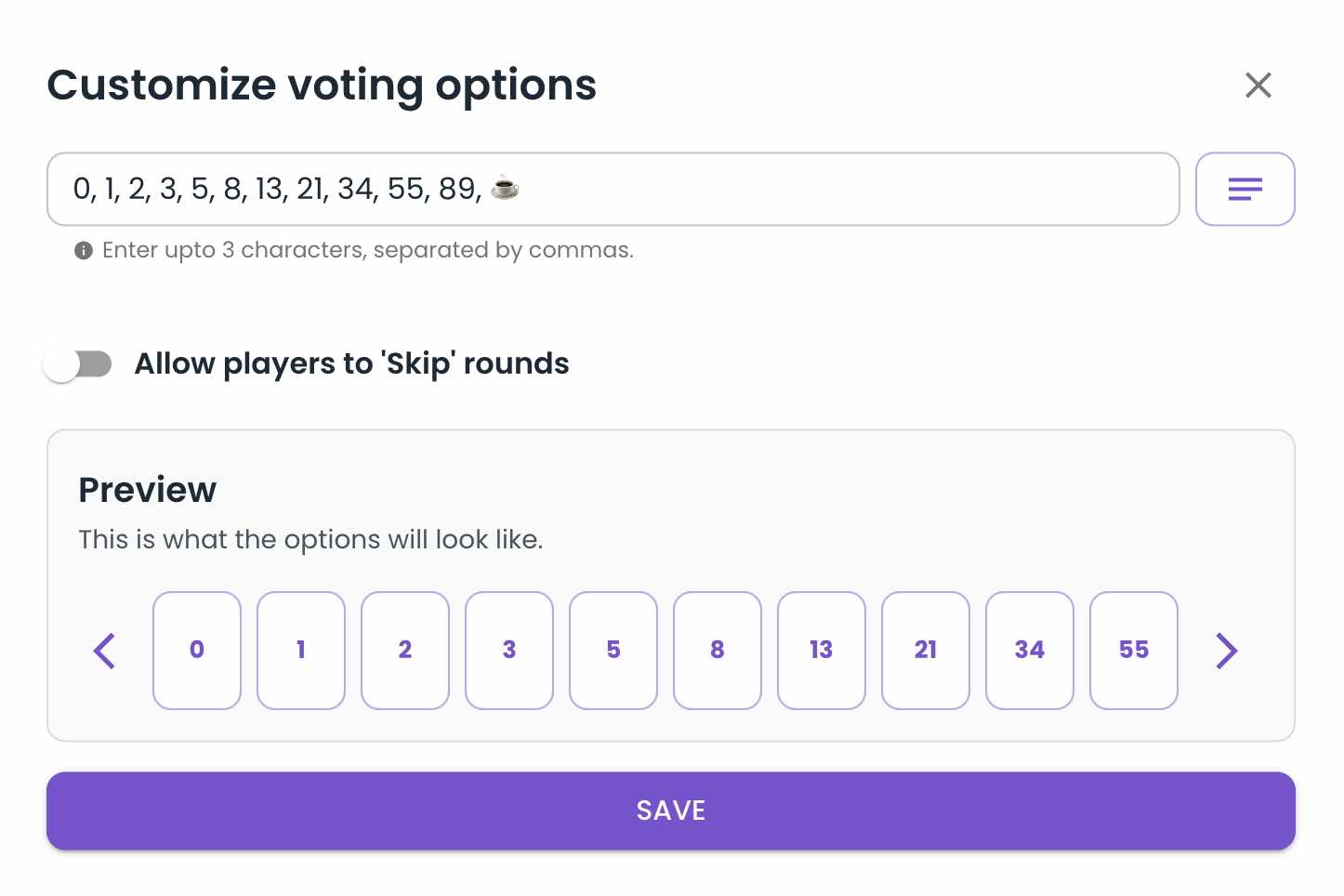 Planning Poker custom voting options
