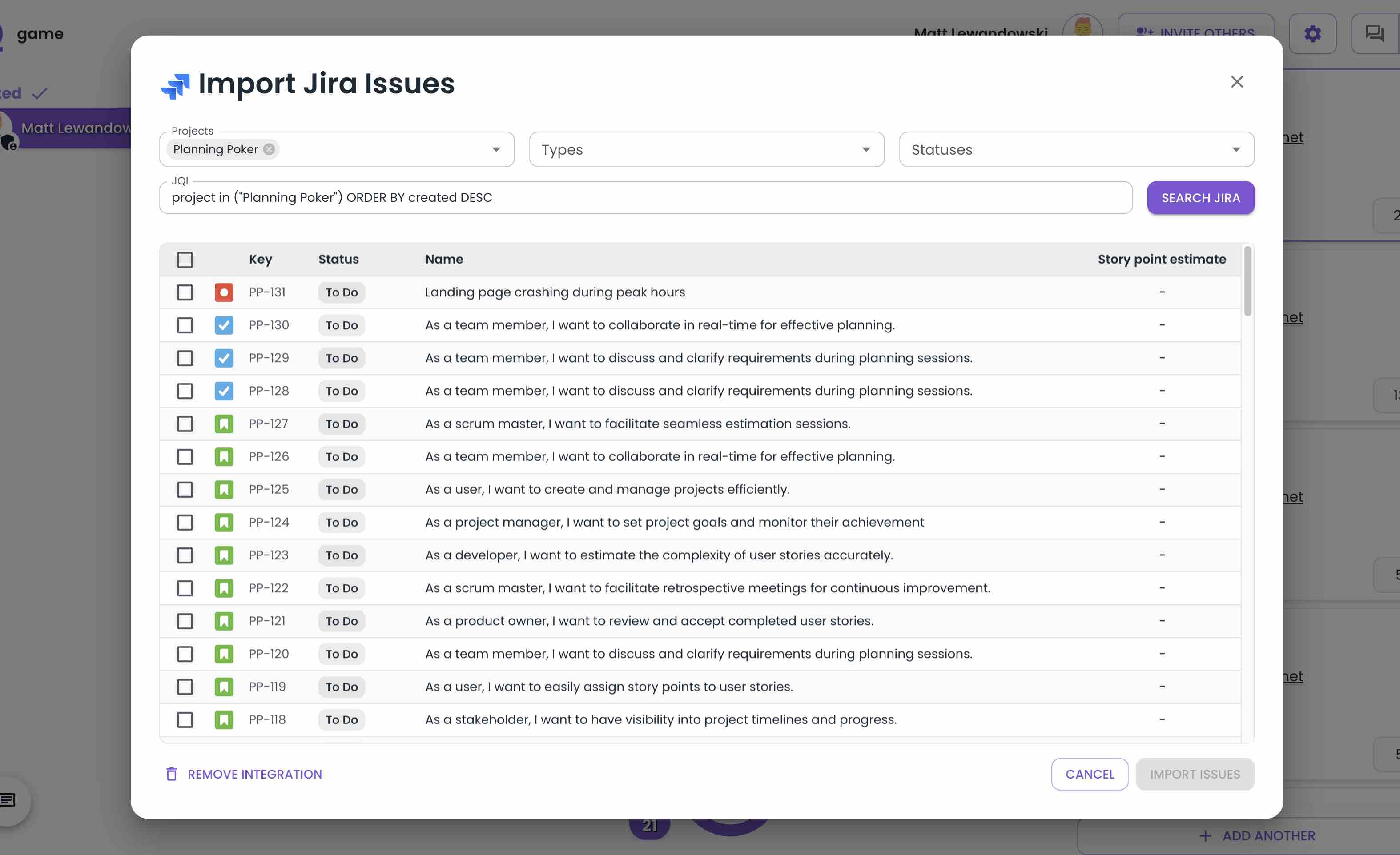 Importing tickets from Jira