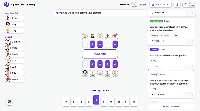 We offer a wide range of features to make your planning poker experience as smooth as possible. We are always adding new features, so if you have any 